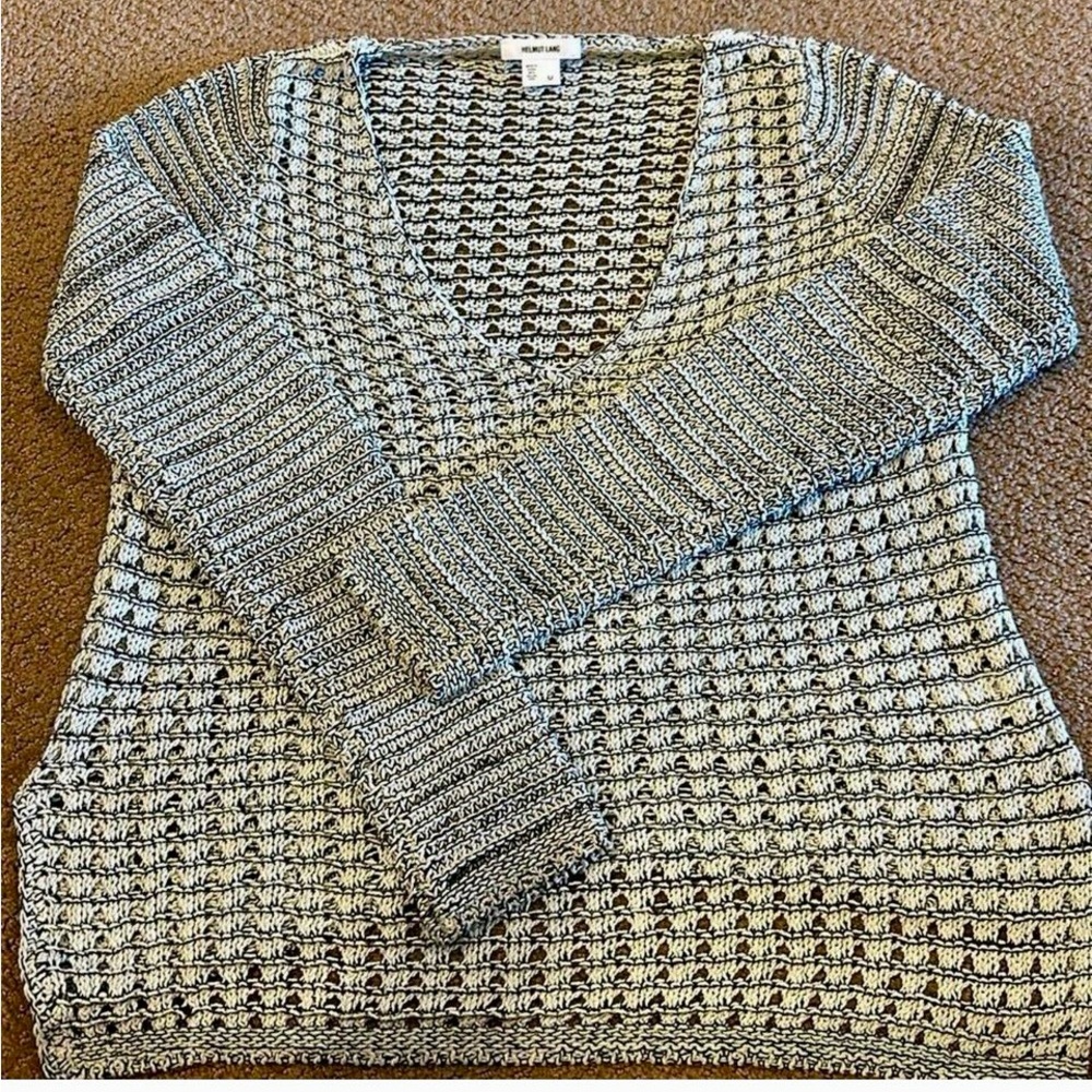 Helmut Lang Gray V-Neck Sweater